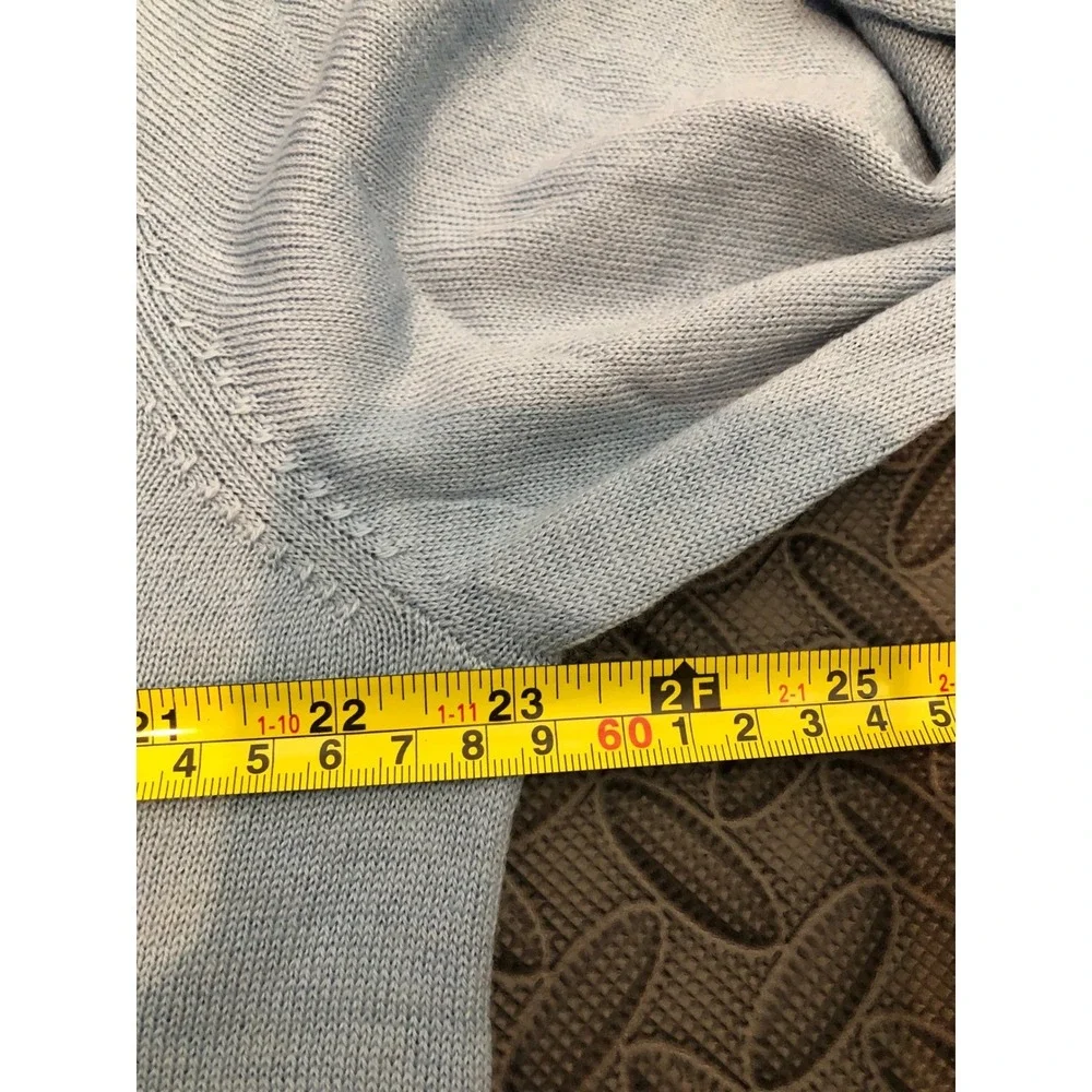 Club Room Sweater Mens Large Blue Merino Wool Blend V-Neck Pullover 100099700MN